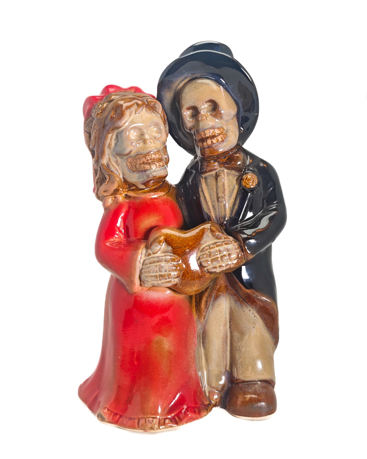 ヴィンテージ雑貨 ガイコツのカップル陶器フィギュア