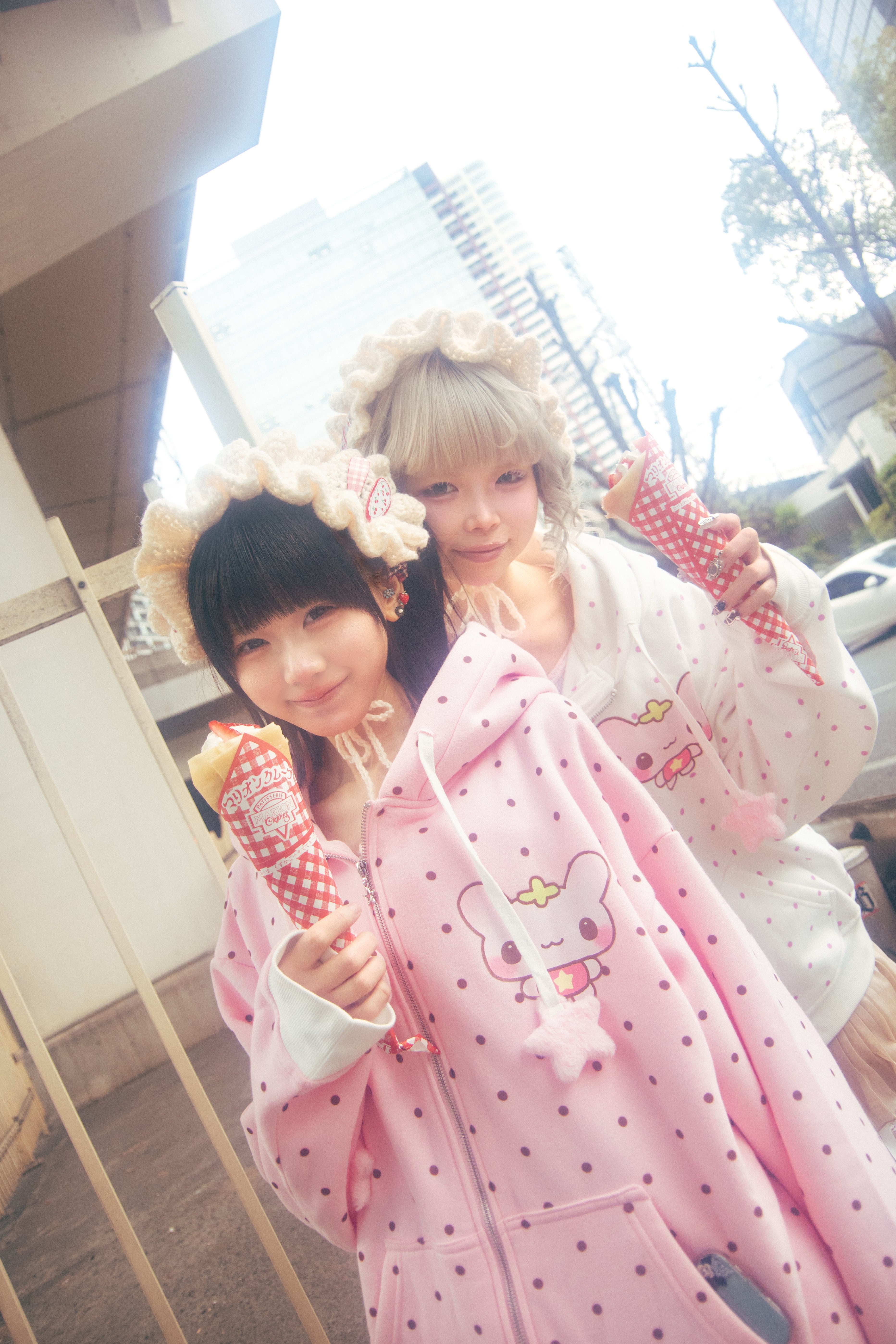 miimocha × HONWAKA】milky friends hoodie pink | ほんわか