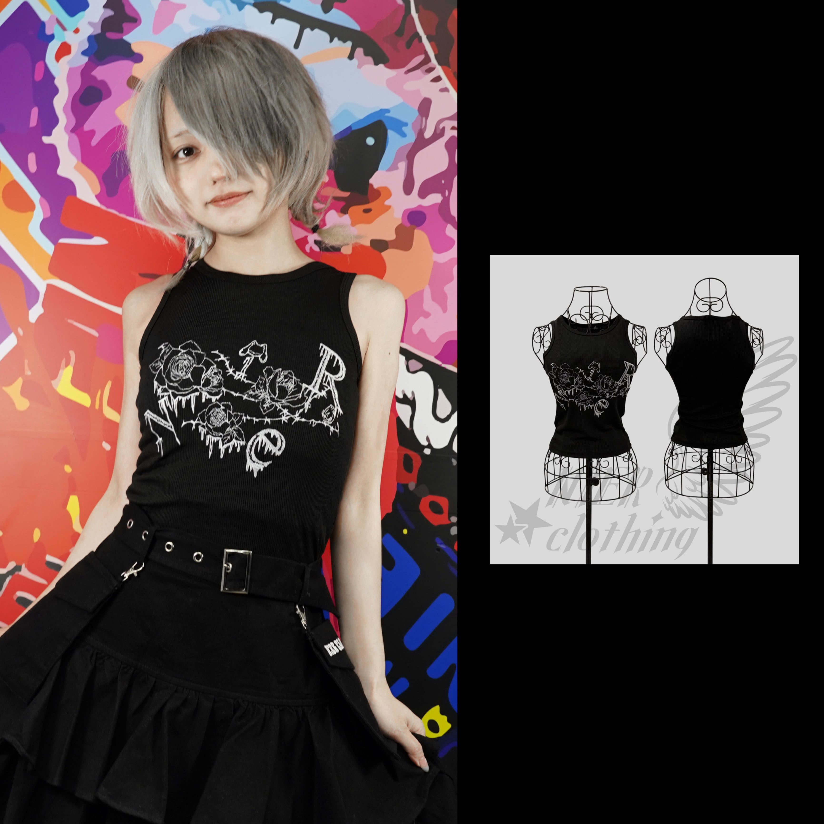 全刺繍GOTHIC ROSEリブタンクトップ | NIER CLOTHING
