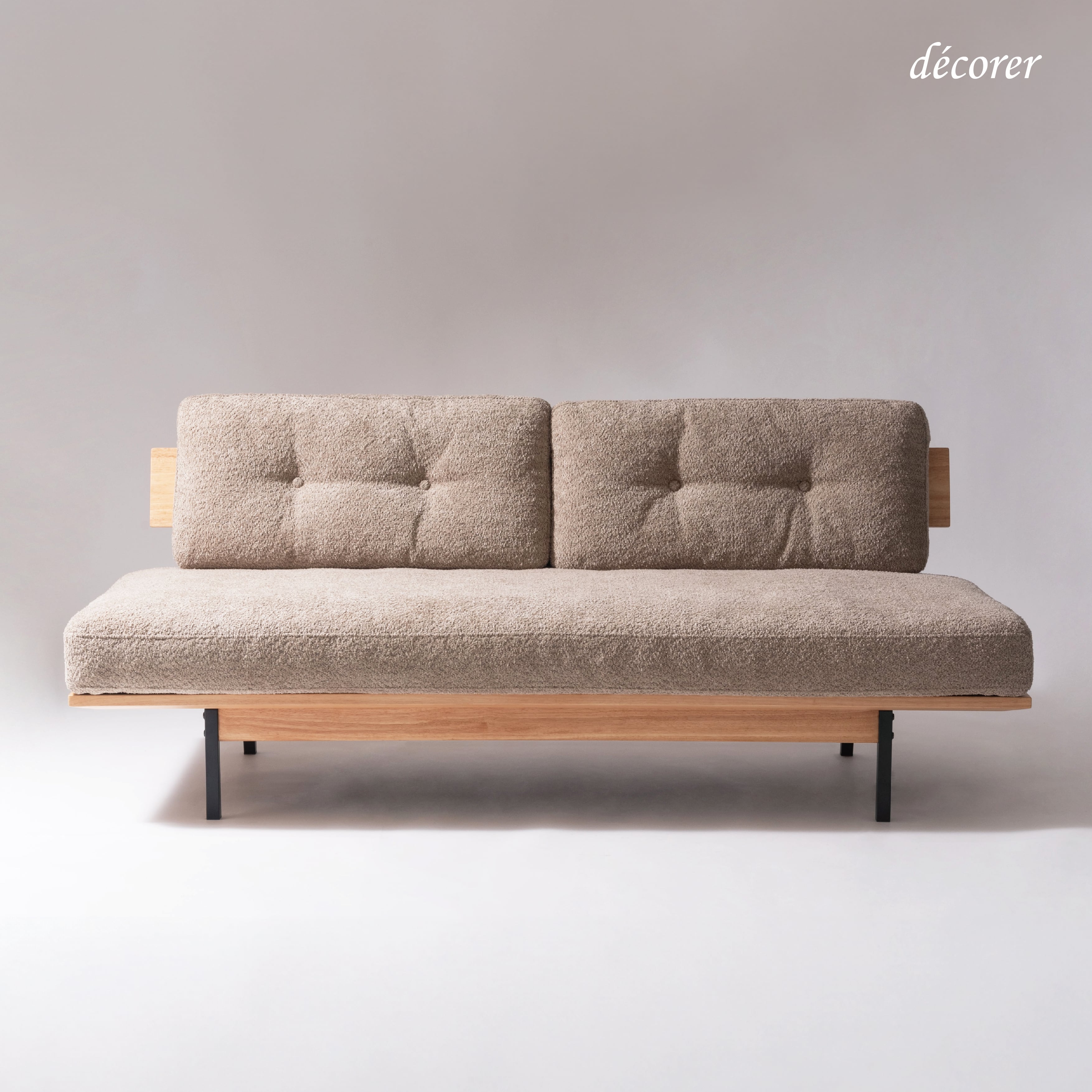 Wood frame sofa 2P No.27 / 天然木とアイアンフレームソファ