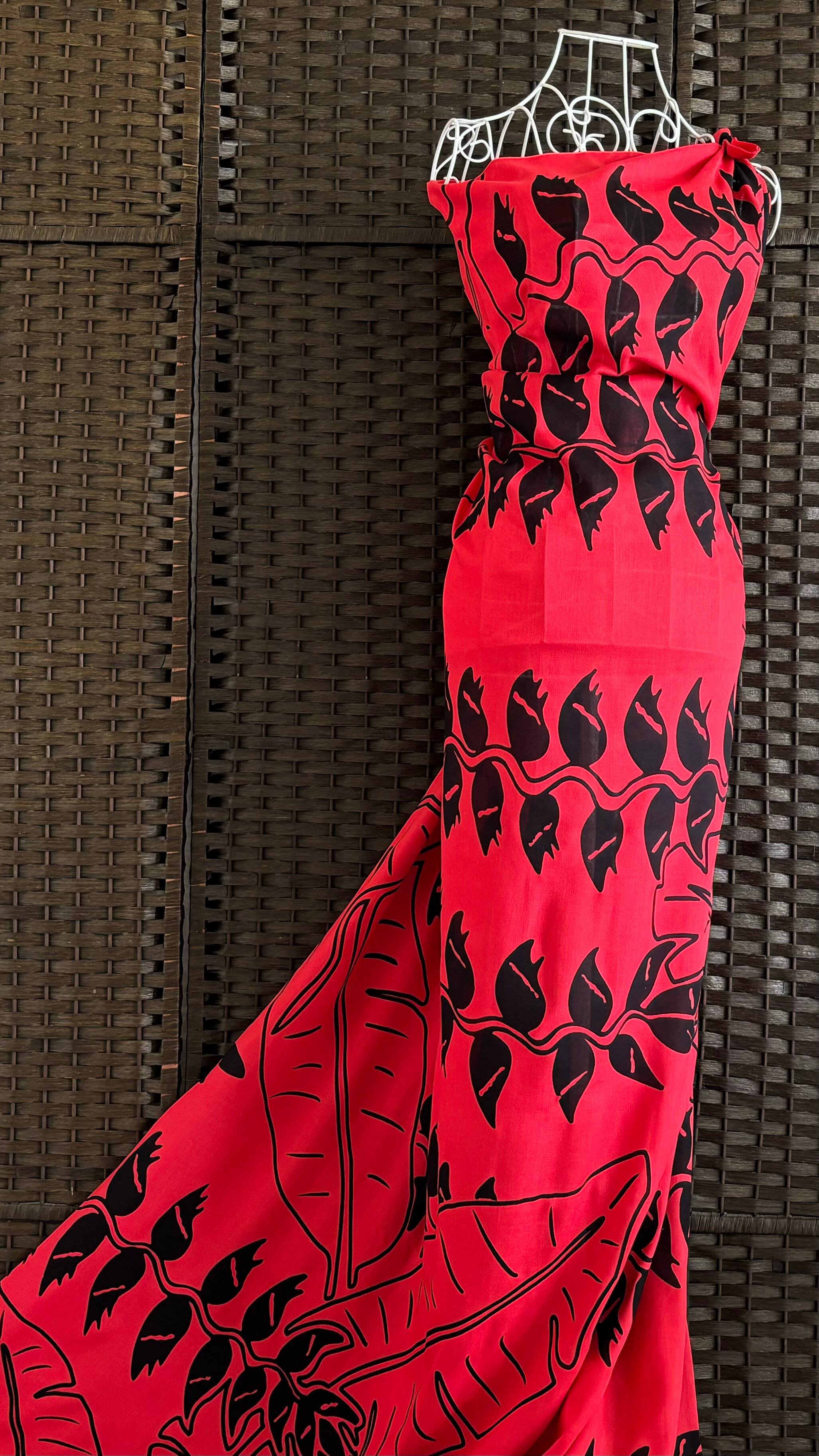 6枚おまとめ【新品】ハワイ直輸入 パレオ ストール フラダンス タヒチアン パレオ 【HANGING HELICONIA-RED-BLACK】ハワイ直輸入 パレオ 大判