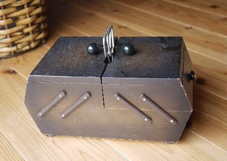 ドイツヴィンテージ木製裁縫箱 ソーイングボックス ハンドメイドニードルワーク刺繍