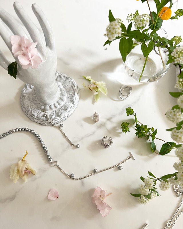 （special　collaboration）グレー淡水パール×silver925チェーン４wayネックレス