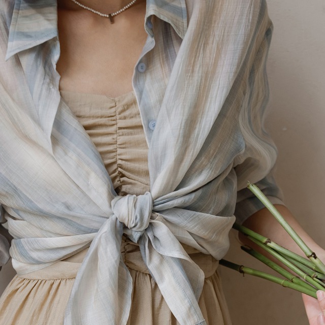 泡色ストライプシャツ　21611