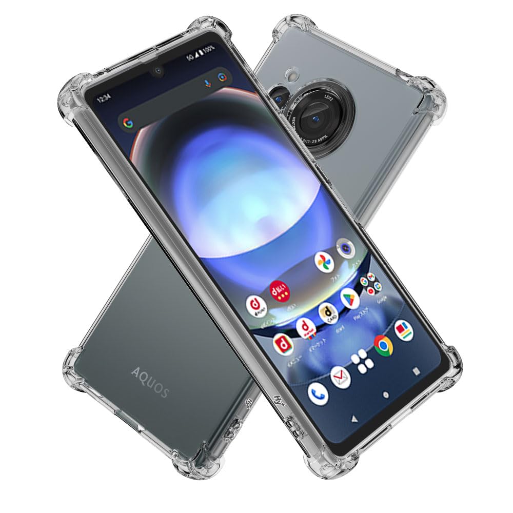 Hy+ 耐衝撃 ケース カバー ストラップホール 米軍MIL規格 クリア 衝撃吸収ポケット内蔵 TPU ケース (AQUOS R8)