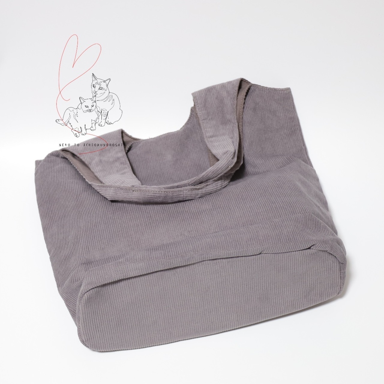 COCOALT　猫デザイン刺繡コーデュロイトートバッグ　黒猫