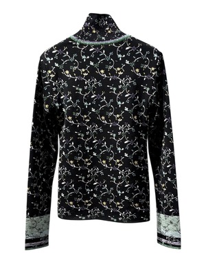 【26SS】Mame Kurogouchi マメ クロゴウチ /  Floral Motif Glitter High Neck Knit Top - black