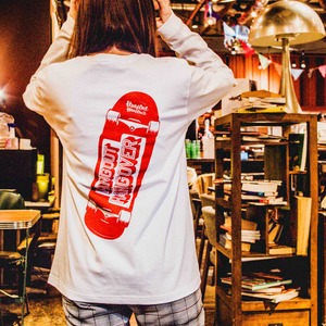 HANG SKATER L/S T-SHIRTS（WHITE/RED）