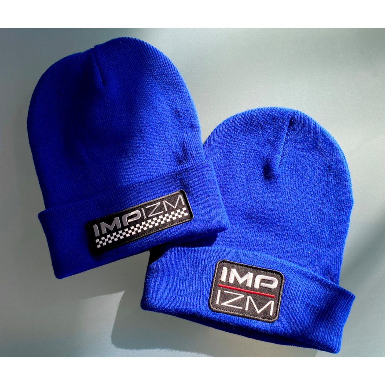 ニットキャップ／ブルー／チェッカーロゴ Ver.2