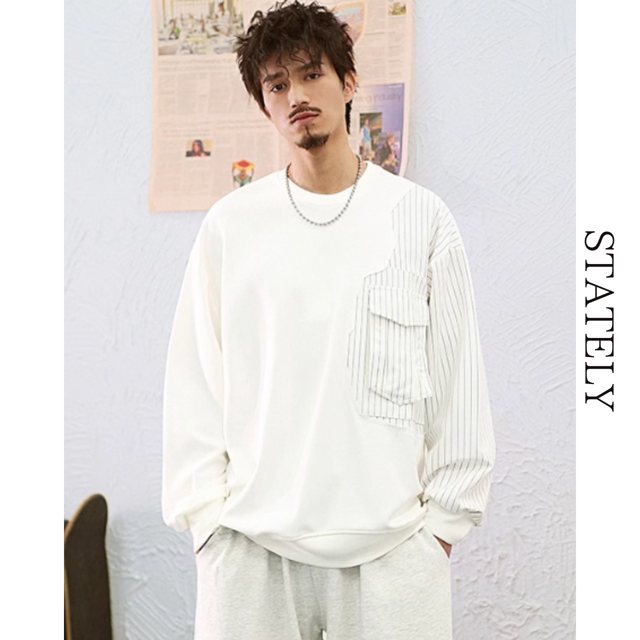 ドッキングストライプ プルオーバースウェット/2color_T150・画像9