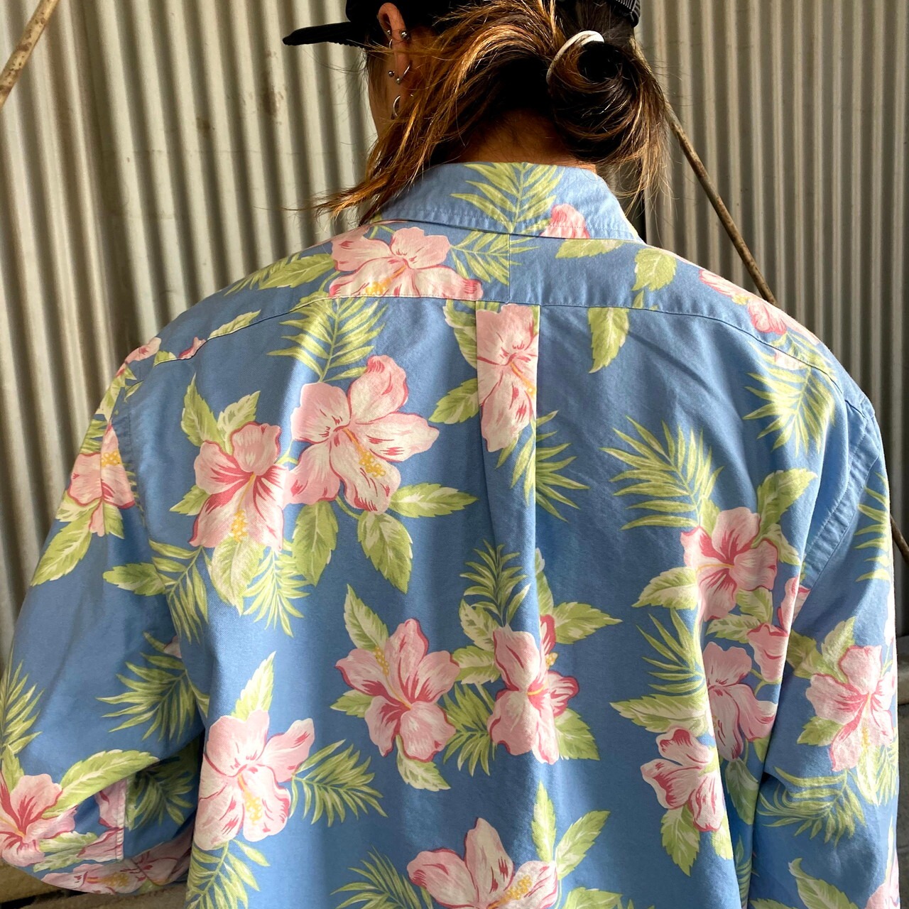 RALPH LAUREN ラルフローレン 長袖 ハイビスカス 花柄 総柄シャツ 