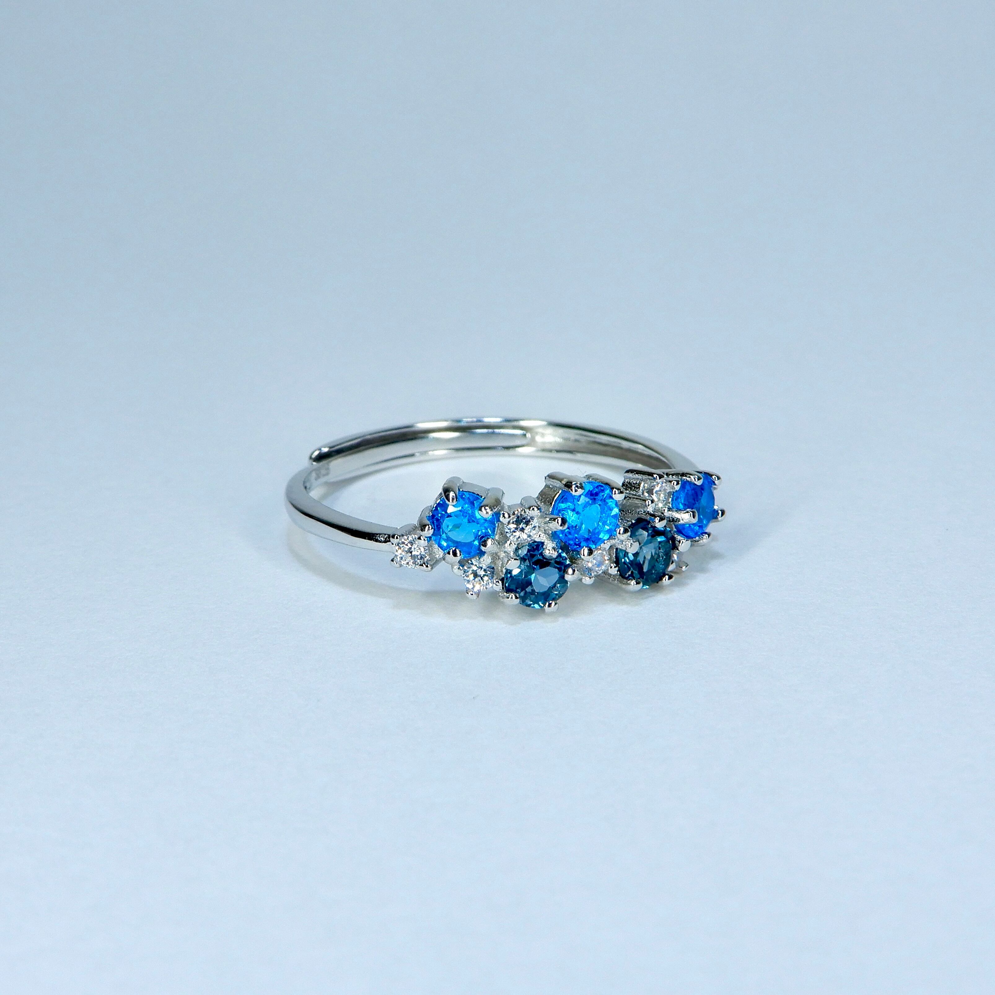 リースRing♦︎ネオンブルーアパタイト・ロンドンブルートパーズ♦︎