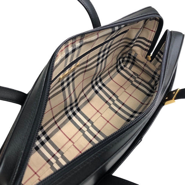 BURBERRY バーバリー トートバッグ ブラック ロゴ レザー vintage ヴィンテージ オールド y6x2fb