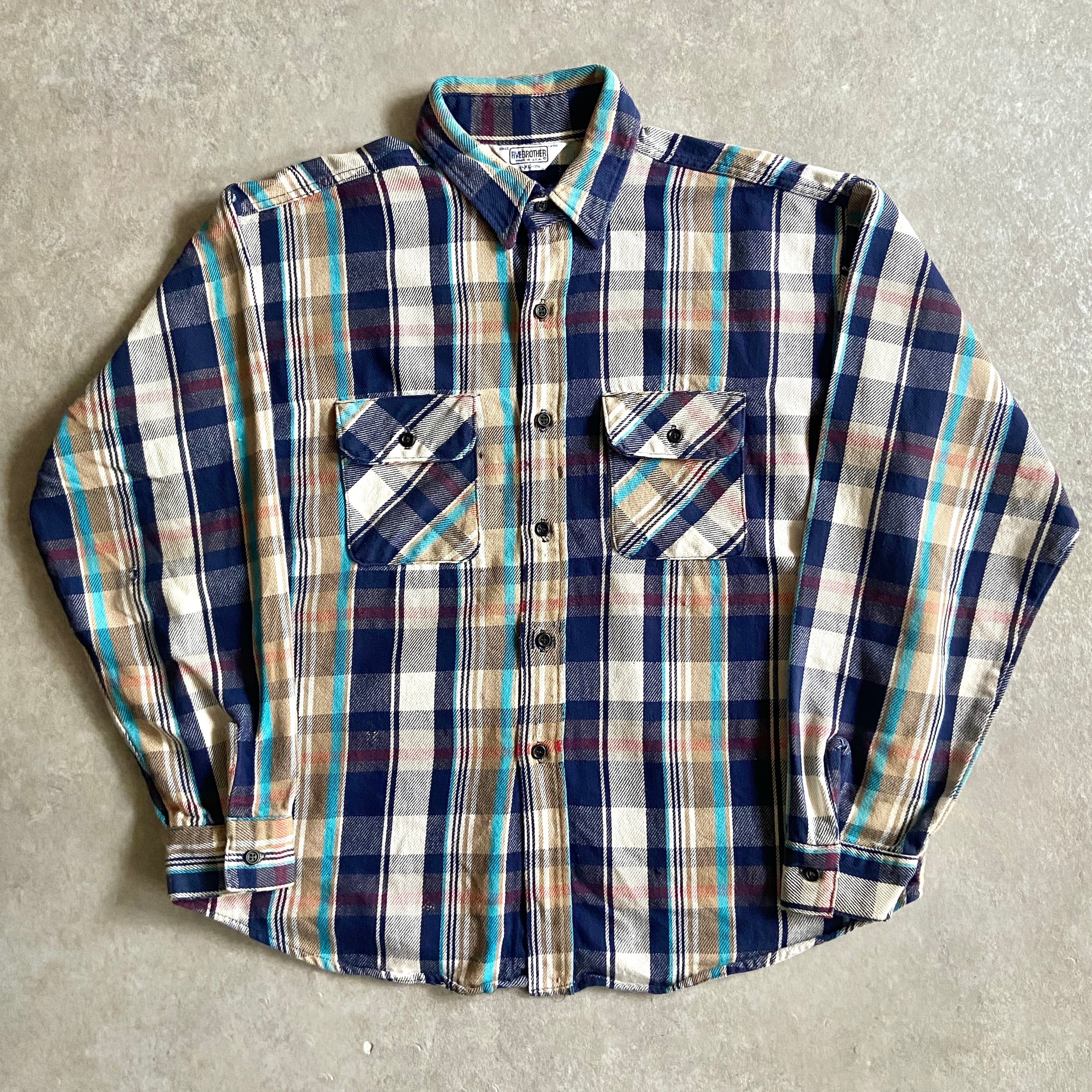 1970~80s Five Brother L/S Flannel Shirts XL Made in USA