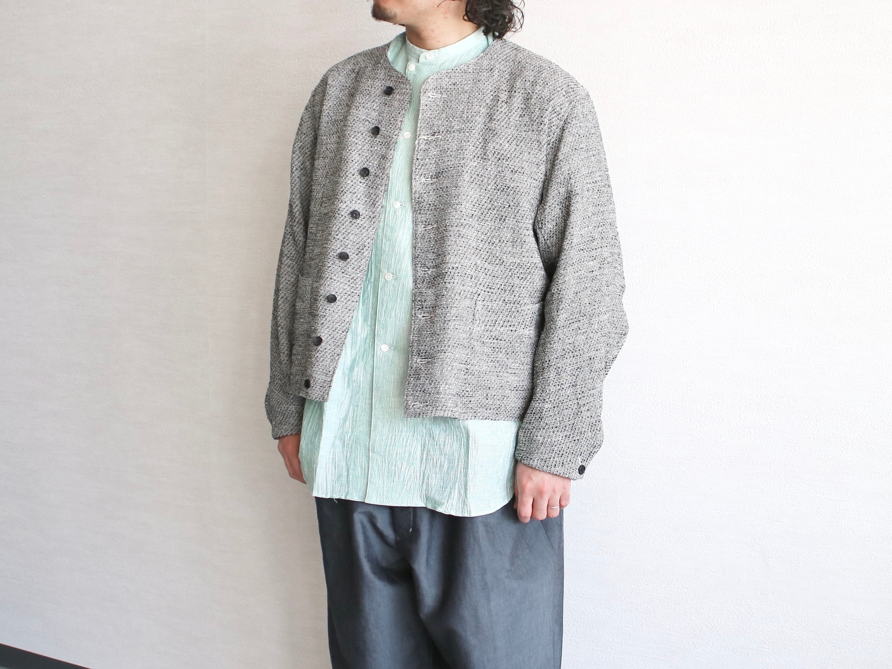 HAVERSACK ハバーサック】LINEN SILK TWEED NO COLLAR JACKET リネン 