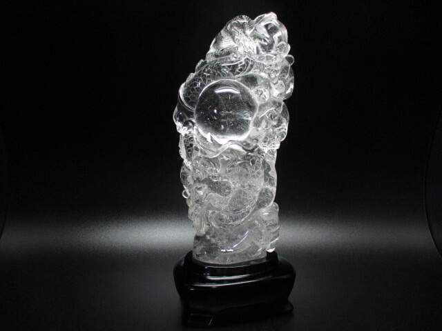 高級彫刻品　天然水晶龍　no,11
