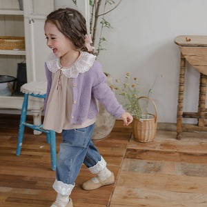 「予約販売」秋レース付きカーディガン