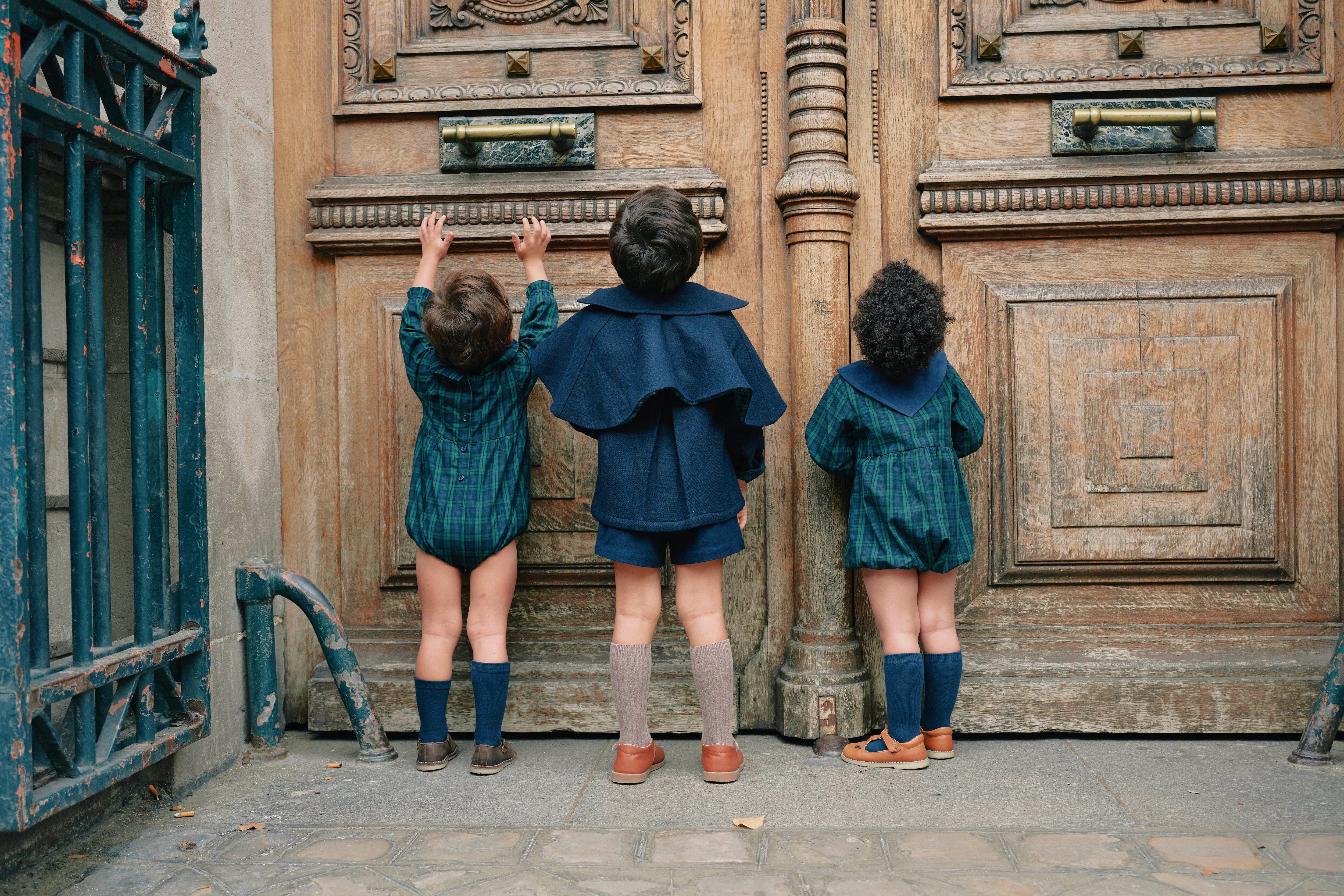 【予約/送料無料】18m-4y / Coat AMOVIBLE cape SHERLOCK- Blue mostly wool / Maison Marelle