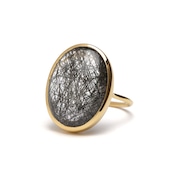 【SPECIAL PRICE】S925 SINGLE STONE THIN RING -BLACK RUTILE QUARTZ-