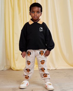 【26SS pre】minirodini( ミニロディーニ )Panther pantch collar sweatshirt black(80-86/92-98/104-110/116-122/128-134/140-146)スウェット パンサー ヒョウ