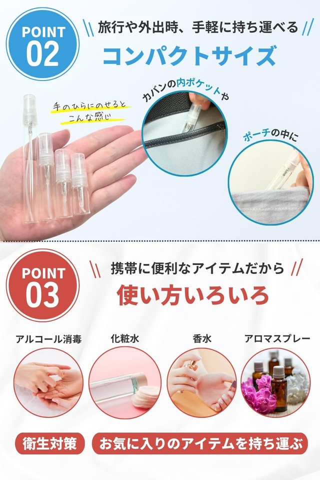 ANAMO スプレーボトル 5ml 25本 アトマイザー 香水 持ち運び ガラス 製 (透明)