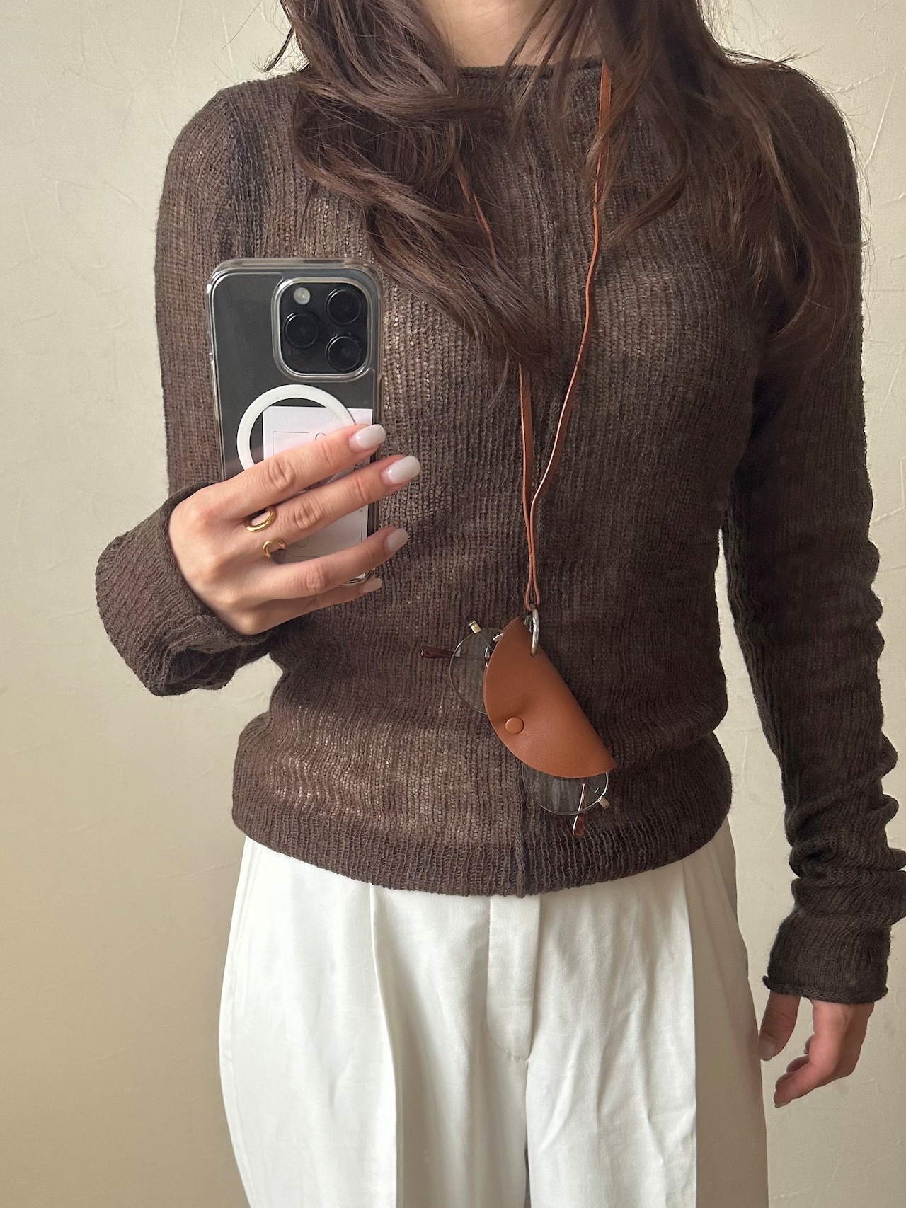 グラスクリップレザーネックレス