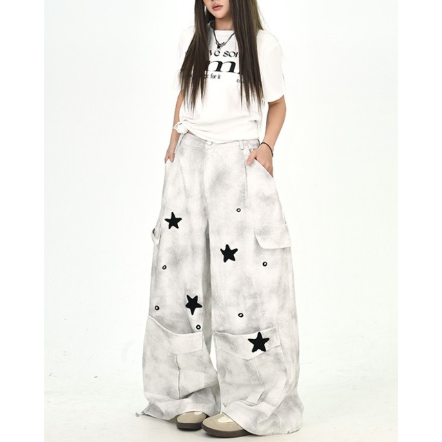 white old star point pants　ホワイトオールドスターポイントパンツ　J1390