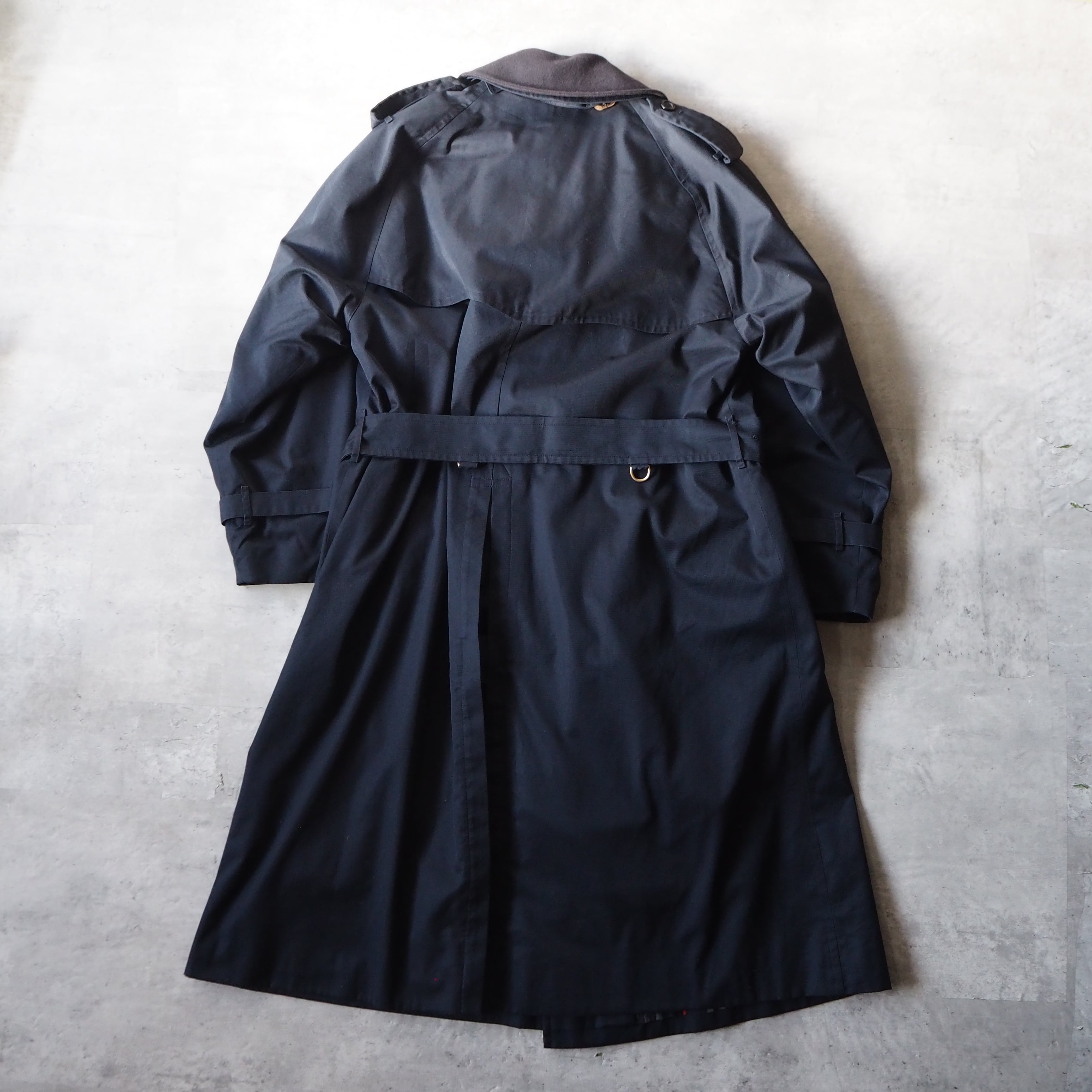 80s “Burberrys” 一枚袖 trench coat with liner navy color made in 