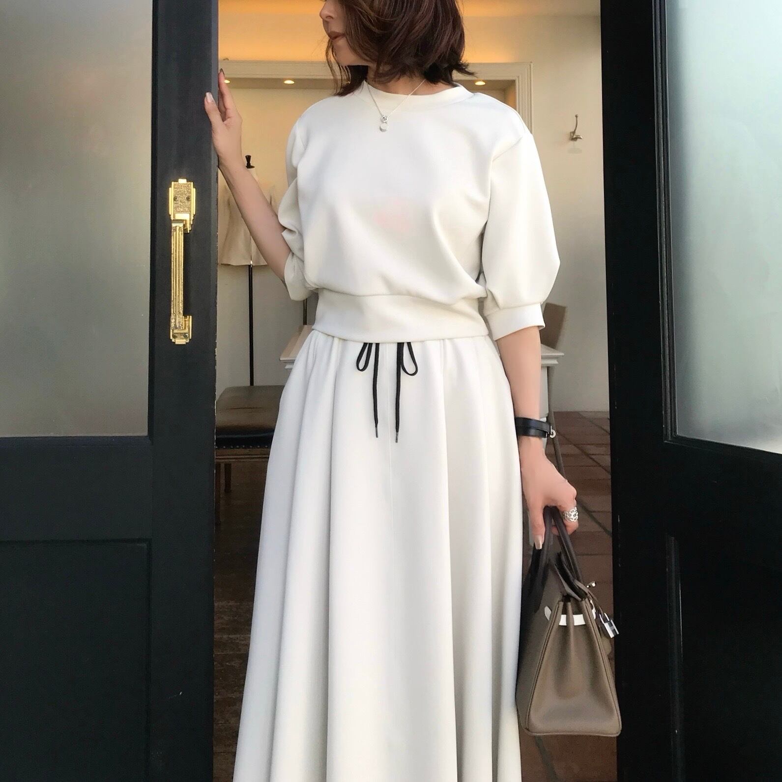 SYSORUS × akko3839 レクチュールタックフレアスカート 450-26581  