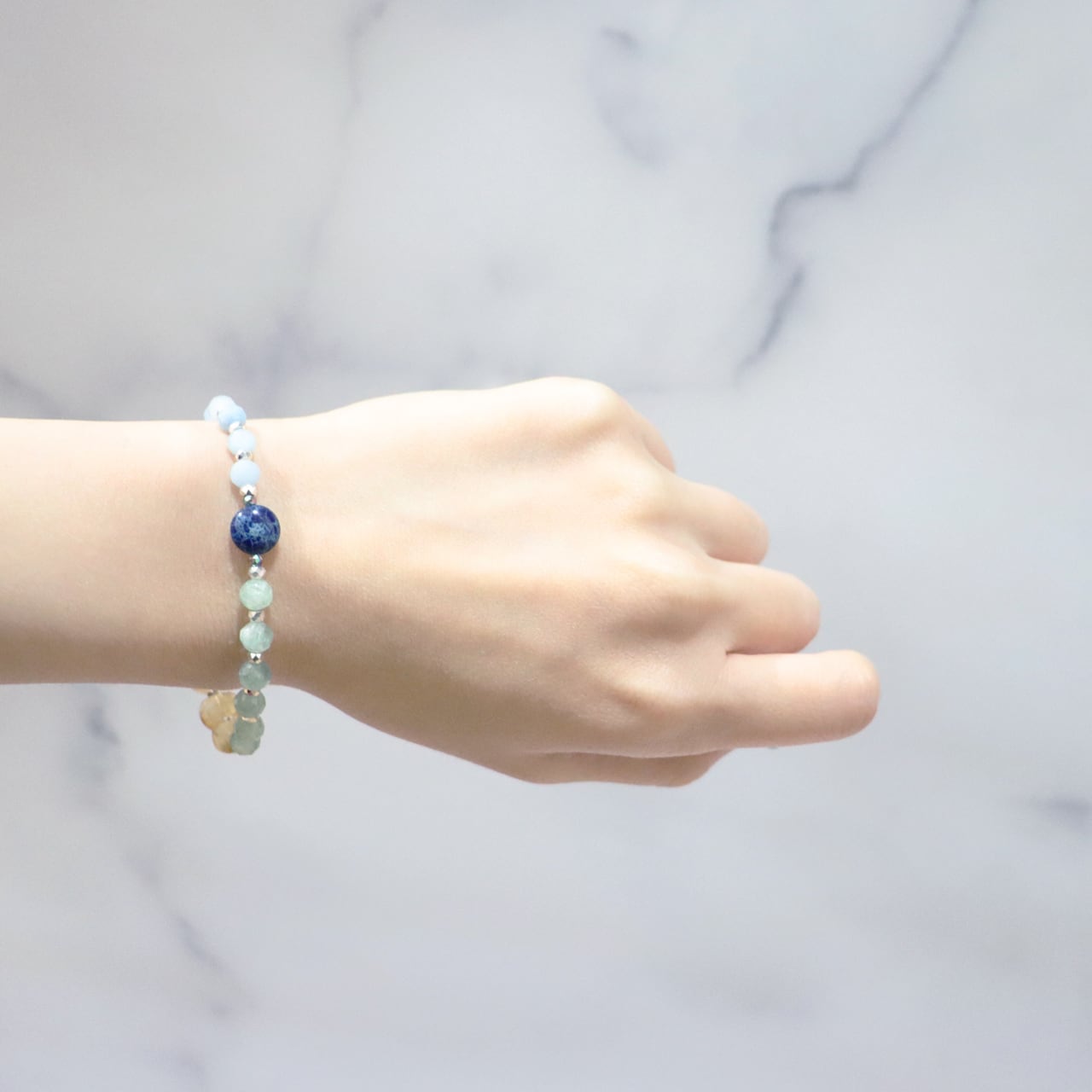 Like a Honey Candy】水紋天珠×シトリン×カイヤナイト×アクアマリン