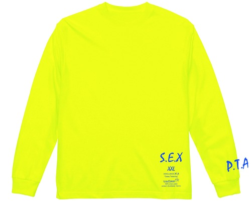 TAG TEAM！（S.E.X × P.T.A）　L/S Tee　neon yellow/blue