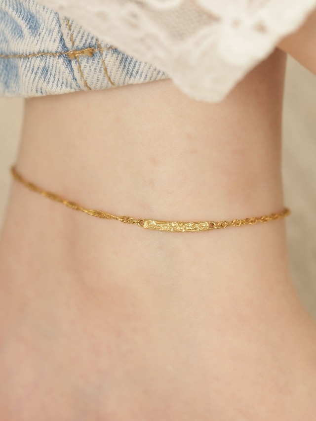 【 screw 】316L plumeria bar anklet  #a23