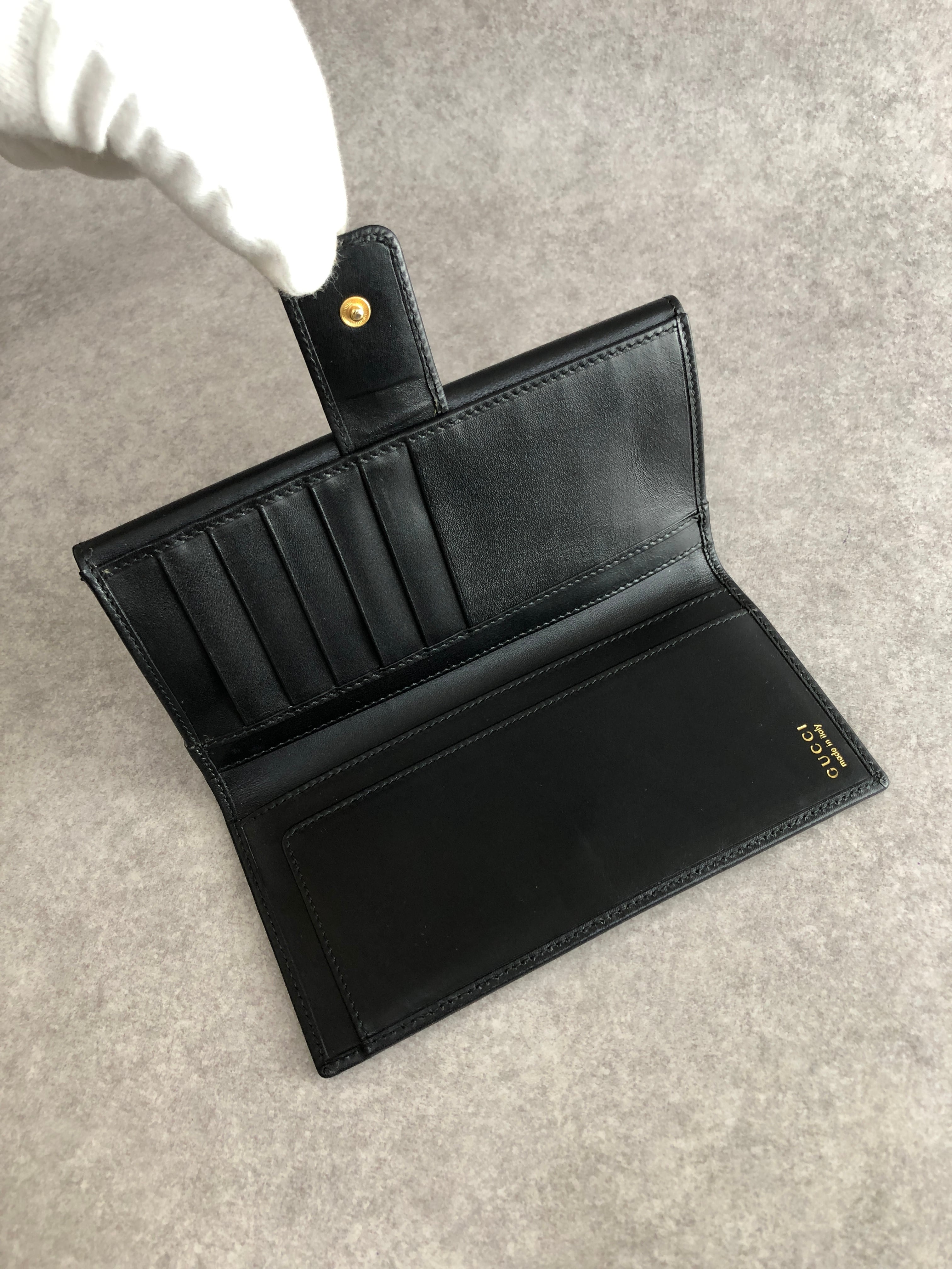 GUCCI グッチ 財布 ブラック ホースビット レザー 長財布 vintage