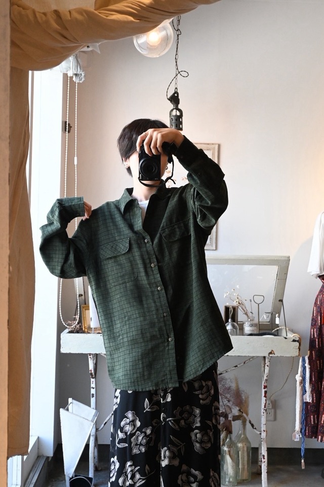 1990’s ~ Faux Suede Check Shirt／L
