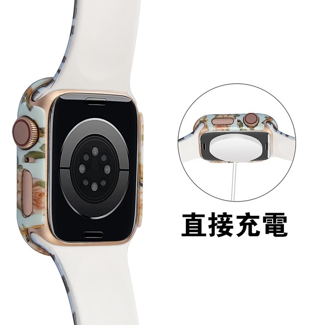 TOMAZON Apple Watch用 全面保護ケース PCフィルム付き 軽量 装着簡単 高感度 防塵 かわいい色柄 アップルウォッチカバー コンパチブル iWatch Series 6/5/4/SEに対応 40mm (黄色いバラ)