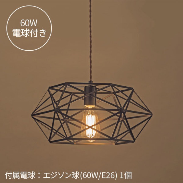 ペンダントライト ダイヤ型 アイアン素材 電球付き 吊り下げ照明 天井照明 コード長さ調節可 Led対応可 引っ掛けシーリング ダクトレール対応 間接照明 おしゃれ 北欧 演出用品 カグビズ