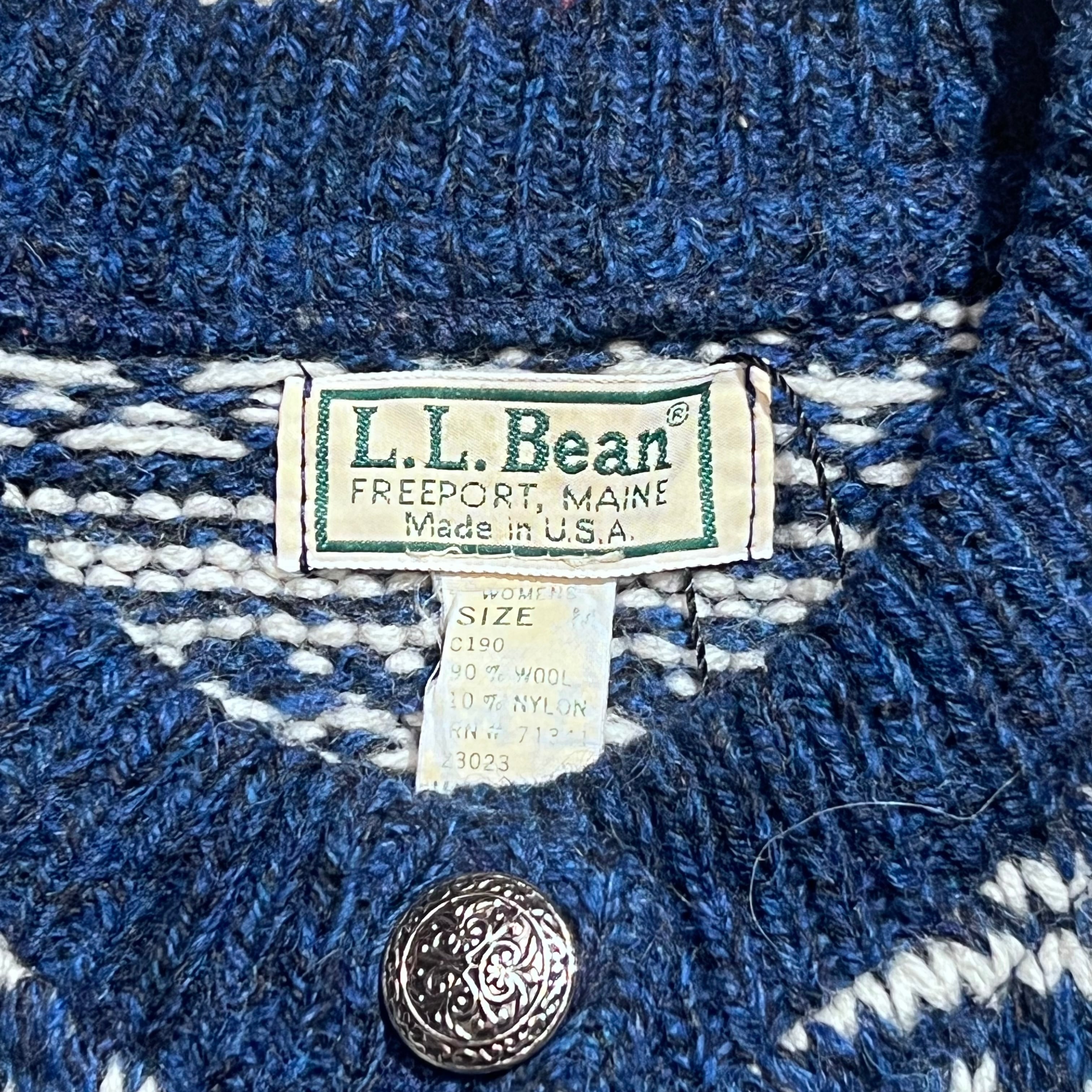 L.L.Bean 100% ウール ノルディック カーディガン セーター