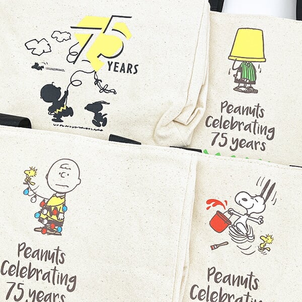 スヌーピー サイドボタンミニトートバッグ ナチュラル ランチ PEANUTS
