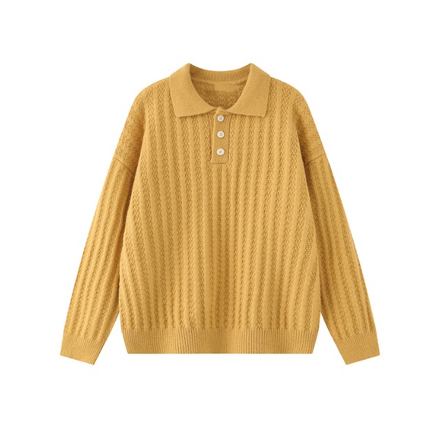 simple color polo knit　シンプルカラーポロニット　J1284