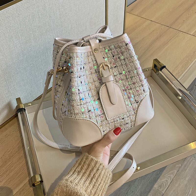 ワンショルダーバッグウエスタンウィメンズ2020人気トレンドオールマッチメッセンジャーネットレッドウールバケットバッグ 手作りハンドバック32502113805