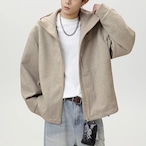 Zip-up hip-length hooded jacket ◇2color H0981