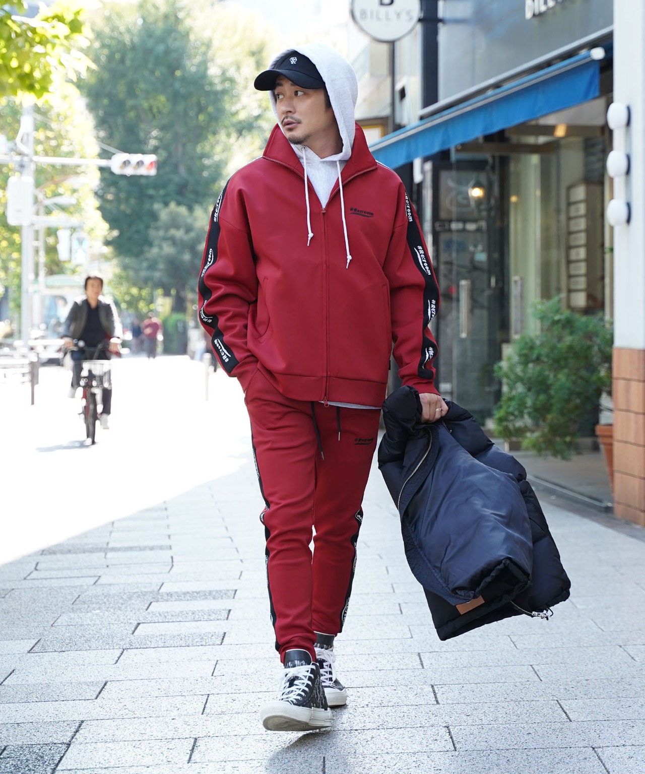 【#Re:room】LOGO SIDE LINE SKNNY TRACK PANTS［REP233］