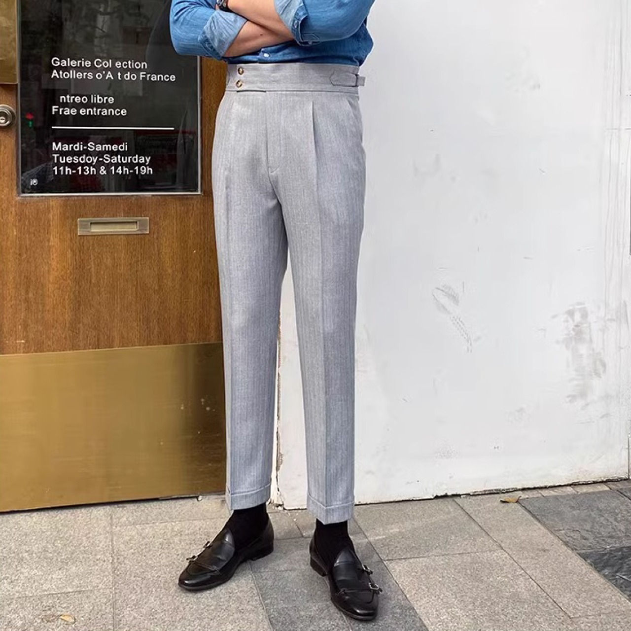 ビジネスカジュアルにぴったりな高級感漂うストレートパンツ　BO005