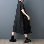 3Dローズ柄 ロング シャツワンピース 30251