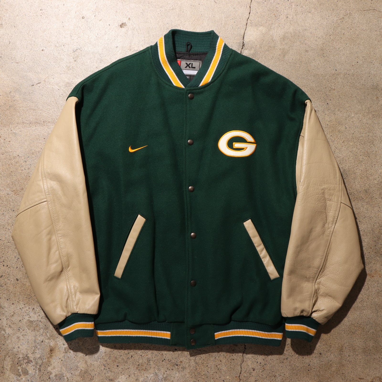 カラー激レア ビッグ 90s NIKE ナイキ JETS スタジャン 2XL レザー