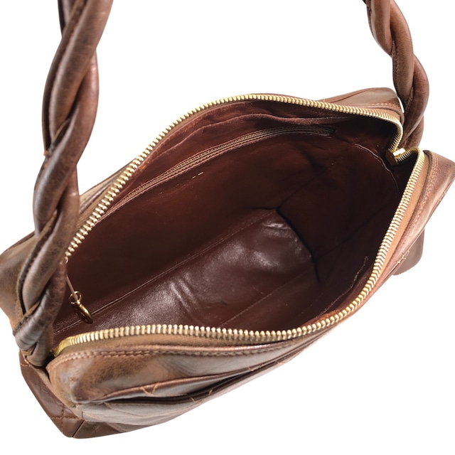 CHANEL シャネル ショルダーバッグ ブラウン ココマーク レザー マトラッセ ツイストショルダー vintage ヴィンテージ オールド 4u7hig