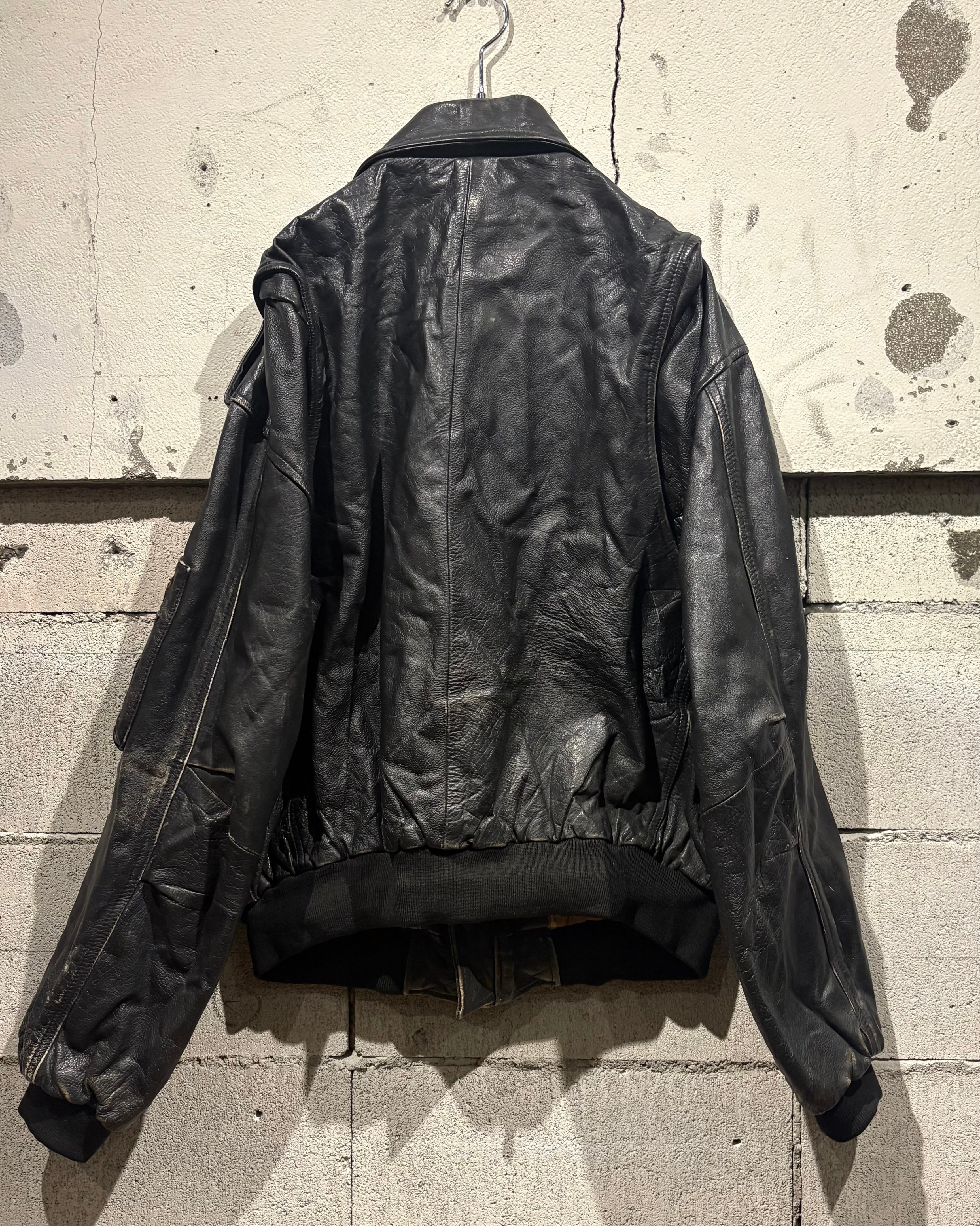 Caka otto】Flight Type Vintage Loose Leather Jacket | Caka(カカ