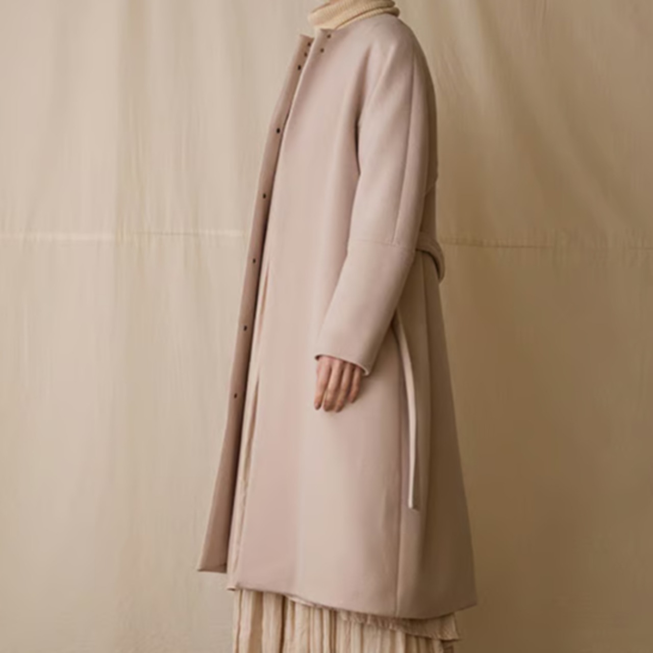 suzuki takayuki (スズキタカユキ)no-collar coat ラウンドネック コート/ アイスグレー