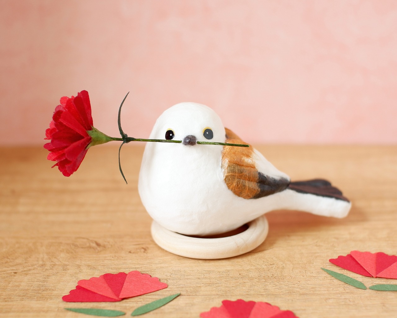 母の日ギフト『シマエナガの贈り物』 和紙インテリア/置物