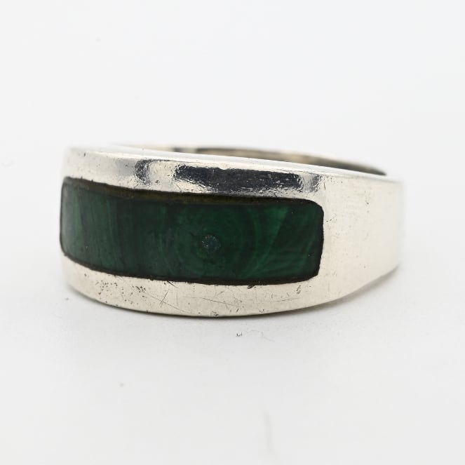 Malachite Accent Minimum Style Ring #19.5 / Denmark